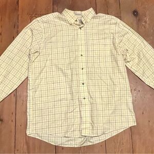 L.L. Bean Men's Light Yellow Checkered Button Down Shirt